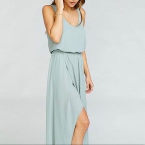 Show Me Your Mumu Kendall Maxi Dress Silver Sage M
